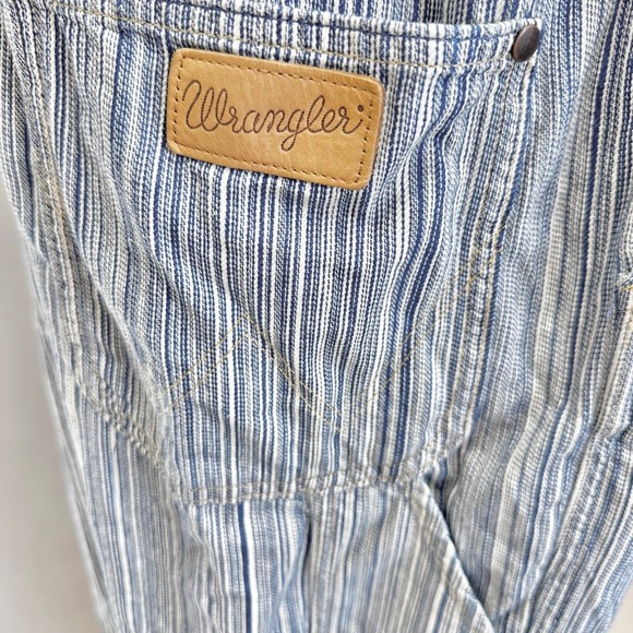 Wrangler‎ Striped Straight Leg Overalls Blue White Classic Workwear Style Medium - Picture 11 of 16